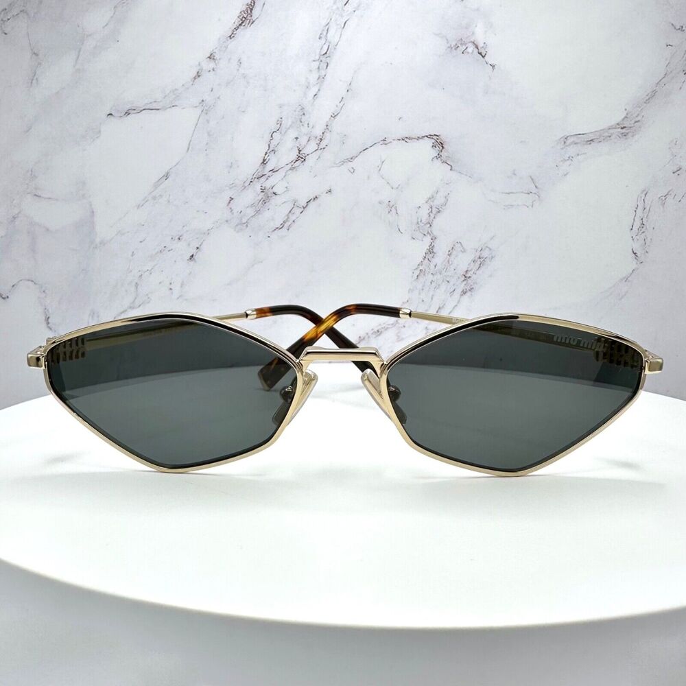 New MIU MIU Runway Hexagon Geometric Gold Metal S… - image 2